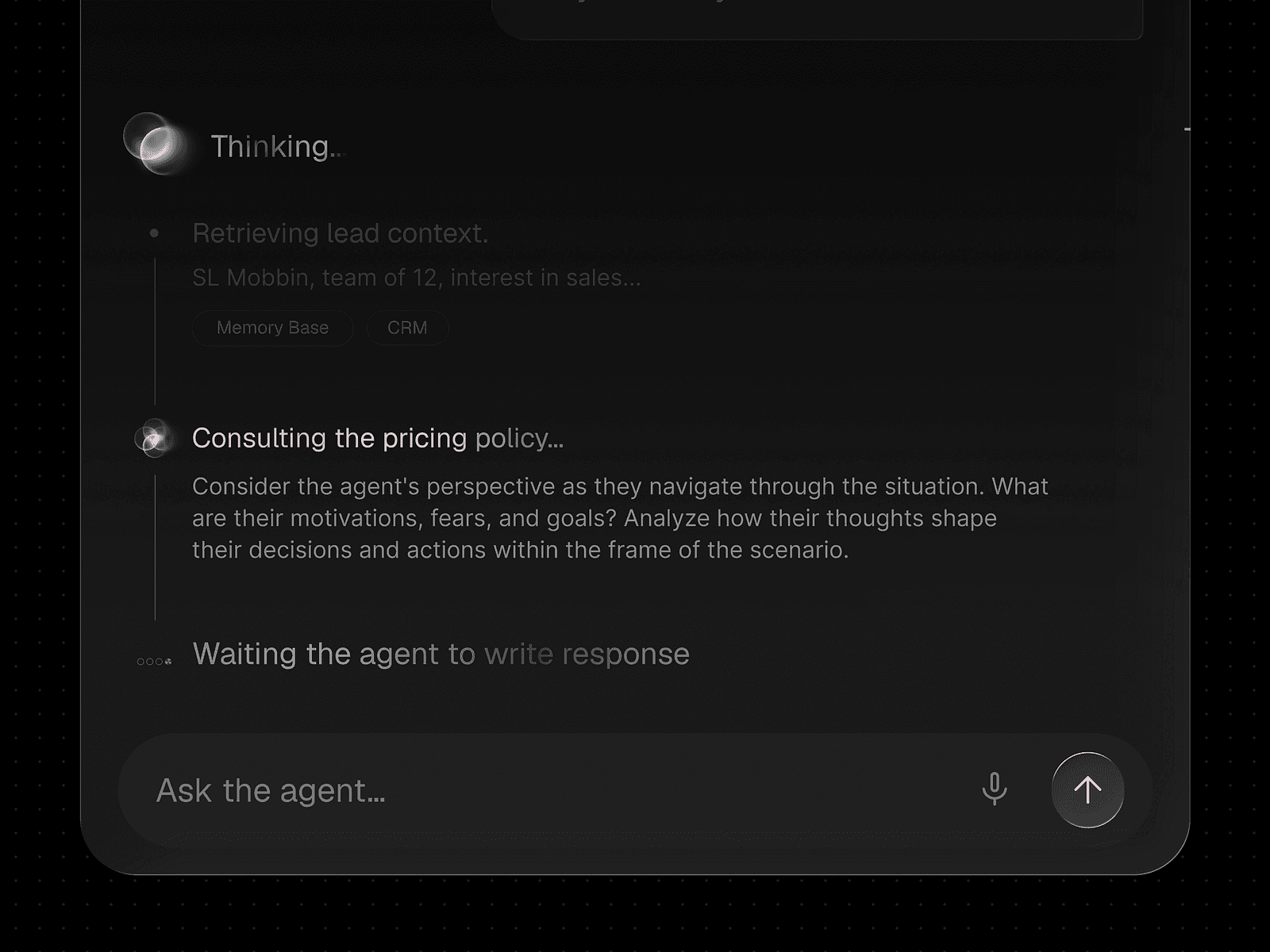 Iris agent interface showing its progress through a task